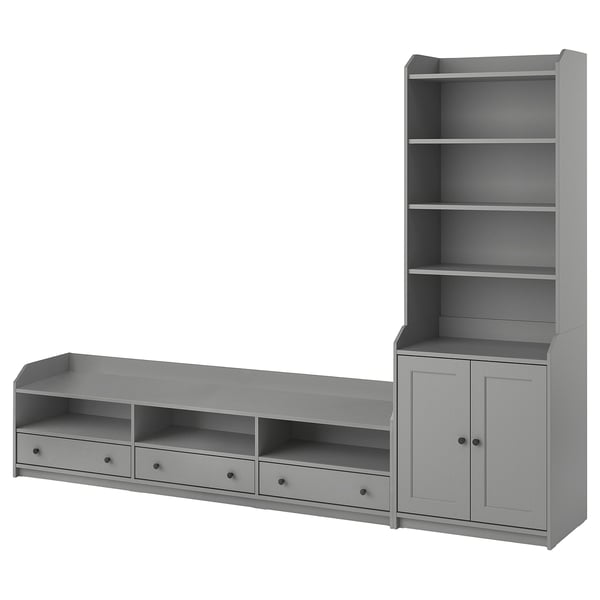 HAUGA Combinaison TV/rangement, gris, 276x46x199 cm
