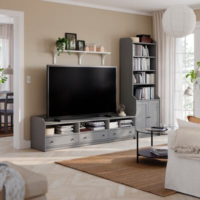 HAUGA Combinaison TV/rangement, gris, 276x46x199 cm