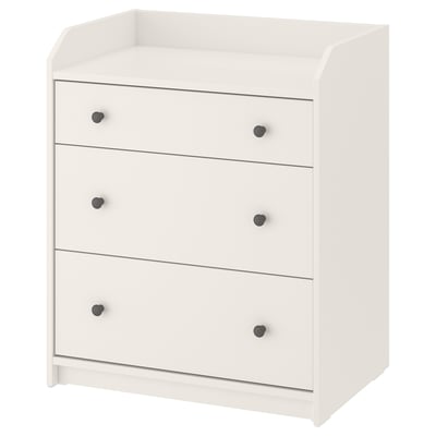 HAUGA Commode 3 tiroirs, blanc, 70x84 cm