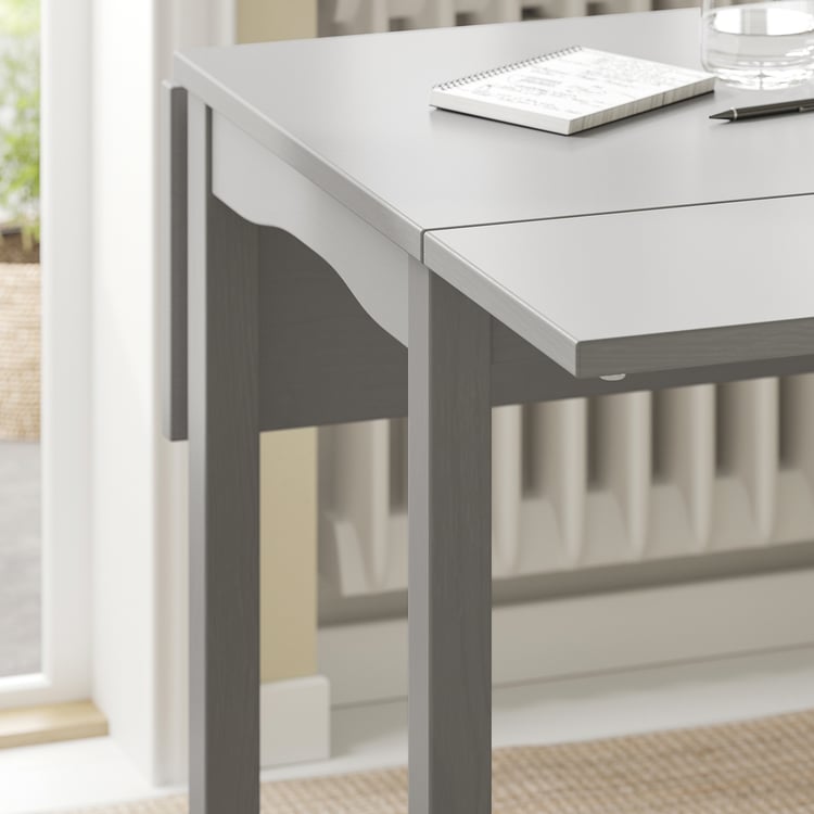 HAUGA table à rabat, gris/plaqué bouleau, 55/82/109x74 cm - IKEA