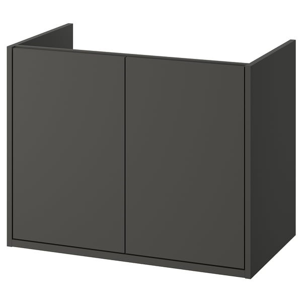 HAVBÄCK Meuble lavabo avec portes, gris foncé, 80x48x63 cm