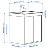 HAVBÄCK / ORRSJÖN Meuble avec portes/vasque/mitigeur, beige, 62x49x69 cm