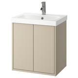 HAVBÄCK / ORRSJÖN Meuble avec portes/vasque/mitigeur, beige, 62x49x69 cm