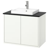 HAVBÄCK / ORRSJÖN Meuble avec portes/vasque/mitigeur, blanc/noir marbré, 82x49x71 cm