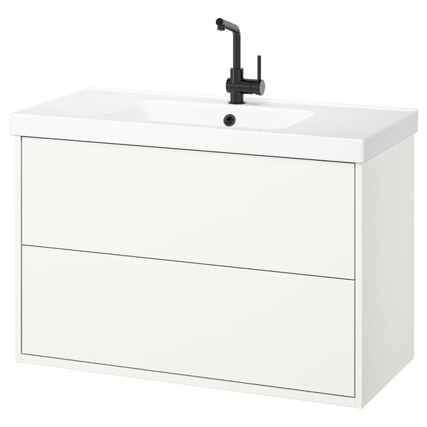 HAVBÄCK / ORRSJÖN Meuble avec tiroirs/vasque/mitigeur, blanc, 102x49x69 cm