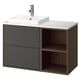 Option : HAVBÄCK / ORRSJÖN Meuble lavabo/vasque/mitigeur, gris foncé/effet chêne brun/blanc marbré, 102x49x71 cm