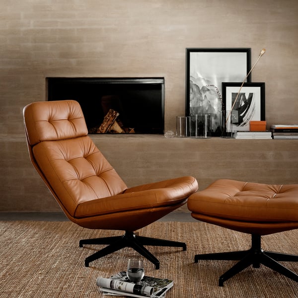 HAVBERG Fauteuil pivotant, Grann/Bomstad brun doré