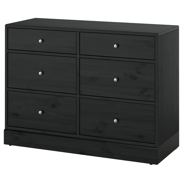 HAVSTA Commode 6 tiroirs, noir, 121x47x89 cm