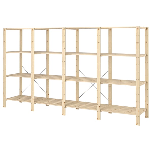 HEJNE 4 sections/tablettes, bois de conifère, 307x50x171 cm