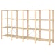Option : HEJNE 4 sections/tablettes, bois de conifère, 307x50x171 cm