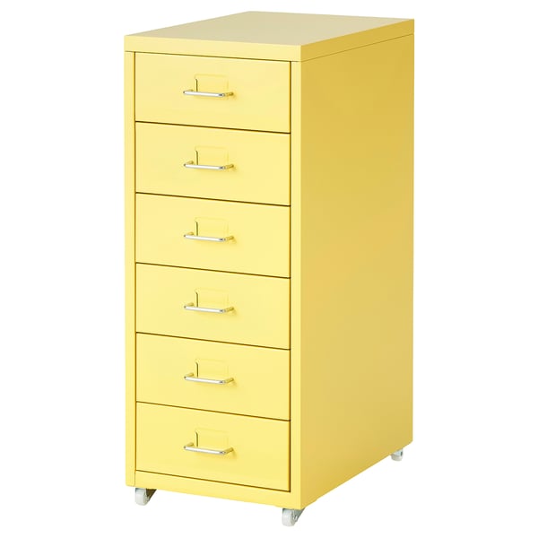 HELMER Caisson à tiroirs sur roulettes, jaune, 28x69 cm