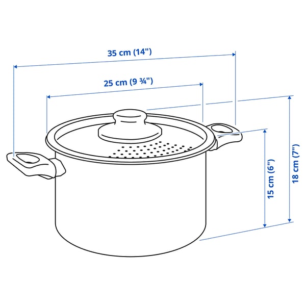 HEMLAGAD Faitout avec couvercle, noir, 5 l