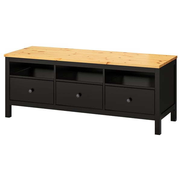 HEMNES Banc TV, brun noir/brun clair, 148x47x57 cm