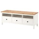 HEMNES Banc TV, teinté blanc/brun clair, 148x47x57 cm