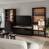 HEMNES Combinaison meuble TV, brun noir/brun clair verre transparent, 326x197 cm