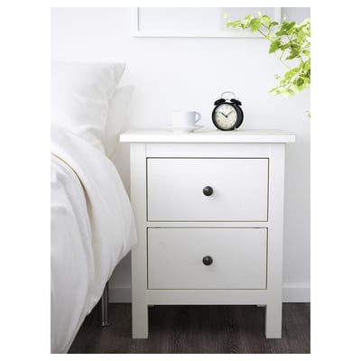 HEMNES Commode 2 tiroirs, teinté blanc, 54x66 cm