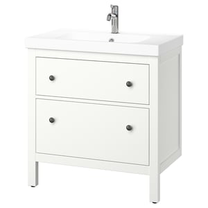 HEMNES / ORRSJÖN Meuble lavabo avec tiroirs/vasque, blanc, 82x49x89 cm