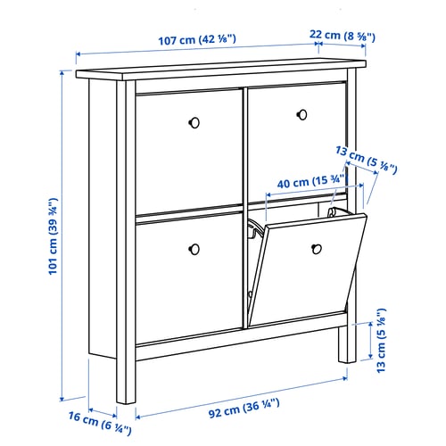 HEMNES Range-chaussures 4 casiers, blanc, 107x22x101 cm