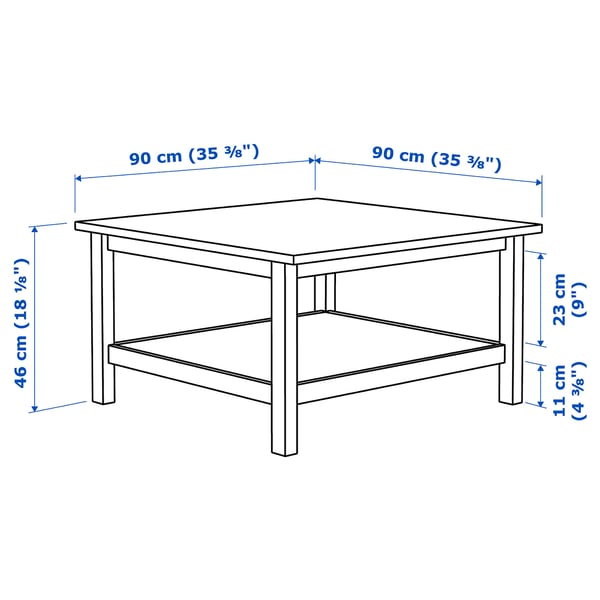 HEMNES Table basse, teinté blanc, 90x90 cm