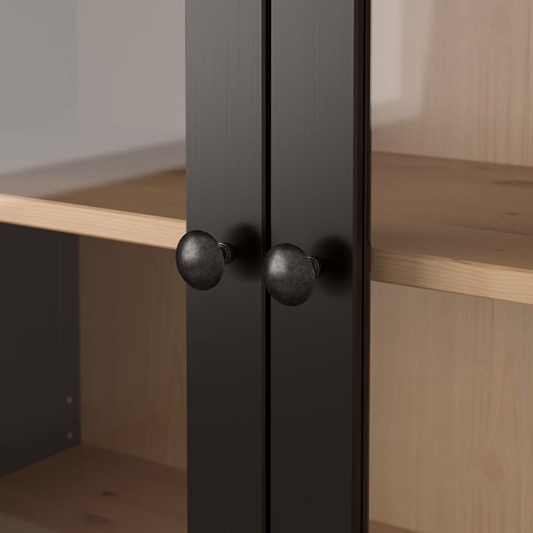 HEMNES Vitrine à trois tiroirs, brun noir/brun clair, 90x197 cm