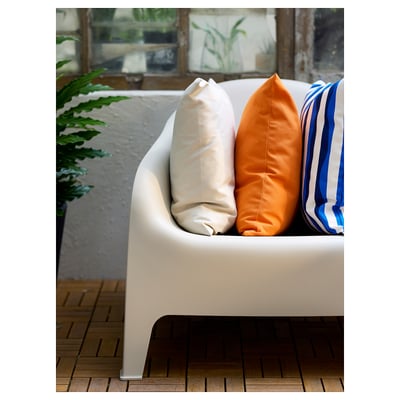 HJÄRTERÖ Housse de coussin, orange vif extérieur/intérieur, 50x50 cm