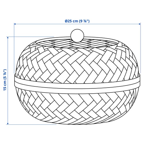 HÖKRUBBA Panier avec couvercle, bambou, 25 cm