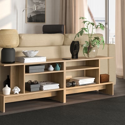 HOLMERUD Table d'appoint, motif chêne, 80x31 cm