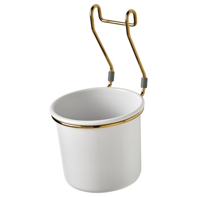 HULTARP Récipient, blanc/couleur laiton vernis, 14x16 cm