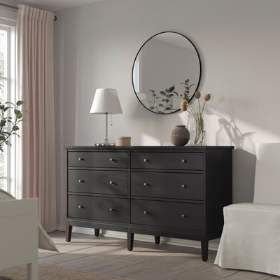 IDANÄS Commode 6 tiroirs, brun foncé teinté, 162x95 cm
