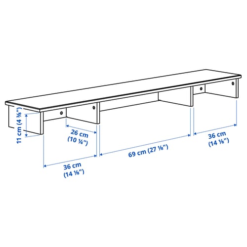 IDANÄS Élément complémentaire bureau, blanc, 152x30 cm