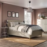IDANÄS Lit avec rangement matelassé, Naggen beige, 140x200 cm