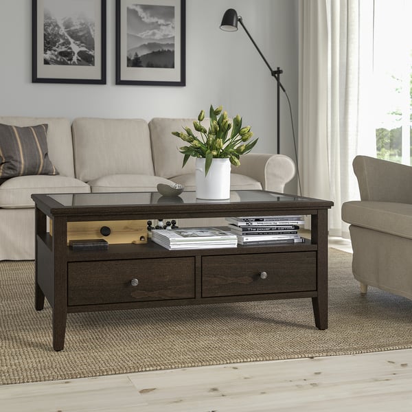 IDANÄS Table basse, brun foncé teinté, 107x55 cm