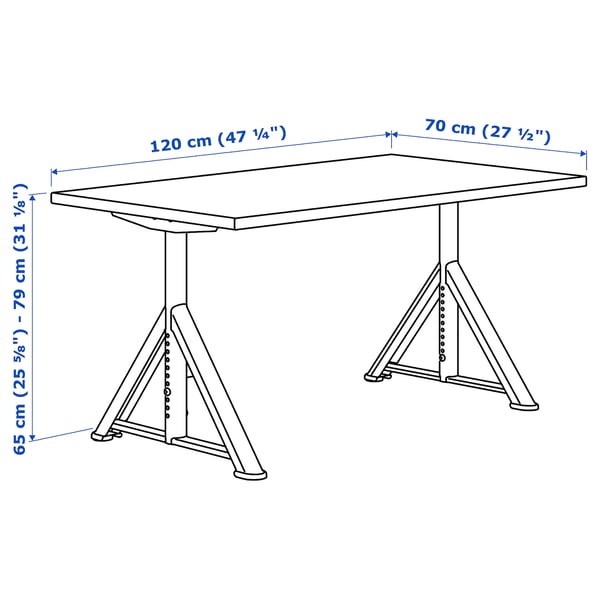 IDÅSEN Bureau, brun/gris foncé, 120x70 cm