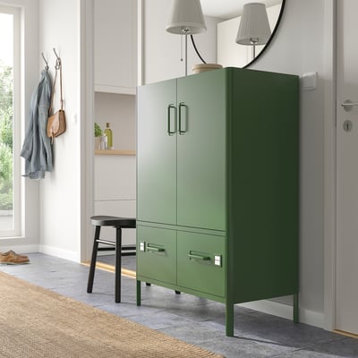 IDÅSEN Élément avec portes et tiroirs, vert foncé, 80x47x119 cm