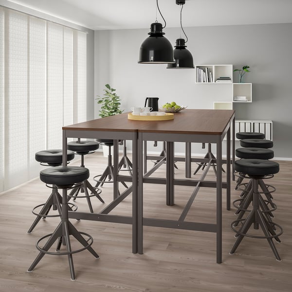 IDÅSEN Table, brun/gris foncé, 140x70x105 cm