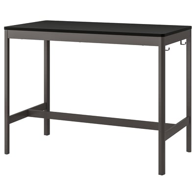 IDÅSEN Table, noir/gris foncé, 140x70x105 cm