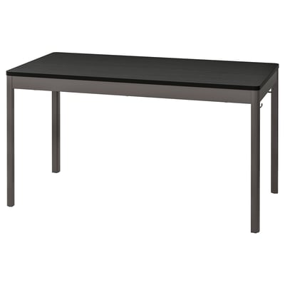 IDÅSEN Table, noir/gris foncé, 140x70x75 cm