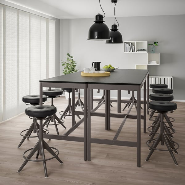 IDÅSEN Table, noir/gris foncé, 140x70x105 cm