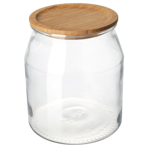 IKEA 365+ Bocal avec couvercle, verre/bambou, 3.3 l