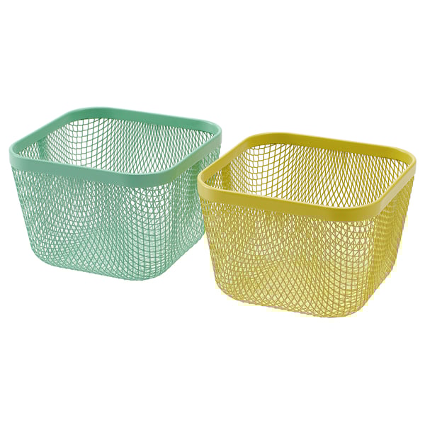 IKEA 365+ Corbeille conservation, métal/jaune vert, 14x14x10 cm