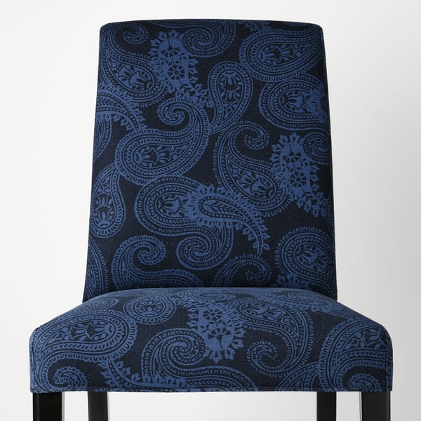INGATORP / BERGMUND Table et 4 chaises, noir/Kvillsfors bleu foncé/bleu, 110/155 cm