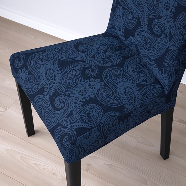 INGATORP / BERGMUND Table et 4 chaises, noir/Kvillsfors bleu foncé/bleu, 110/155 cm