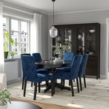 INGATORP / BERGMUND Table et 4 chaises, noir/Kvillsfors bleu foncé/bleu, 110/155 cm
