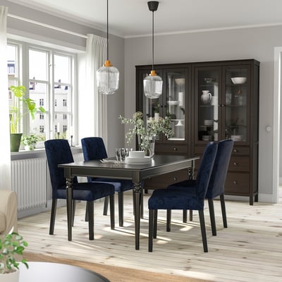 INGATORP Table extensible, noir, 155/215x87 cm