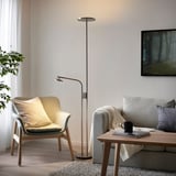 ISJAKT Lampadaire/liseuse LED, intensité lumineuse réglable/nickelé, 180 cm