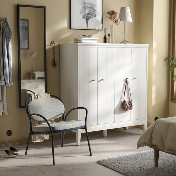 ISMANTORP Fauteuil, métal bleu noir/Tibbleby beige-gris