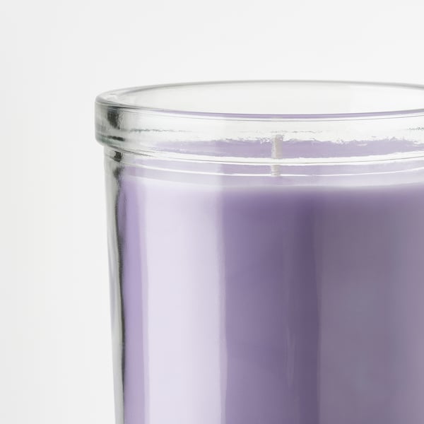 JÄMNMOD Bougie parfumée dans verre, pois de senteur/violet, 40 hr