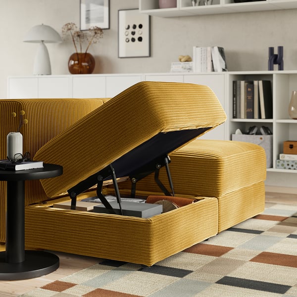 JÄTTEBO Canapé modulaire, 2 places, avec appuie-tête/Samsala brun jaune