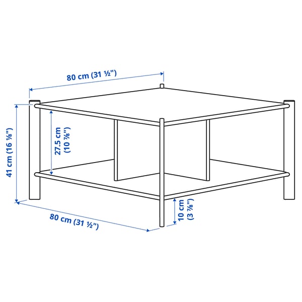 JÄTTESTA Table basse, blanc/bambou clair, 80x80 cm
