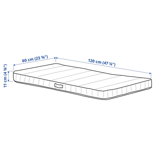 JÄTTETRÖTT Matelas ress ensachés lit bébé, blanc, 60x120x11 cm